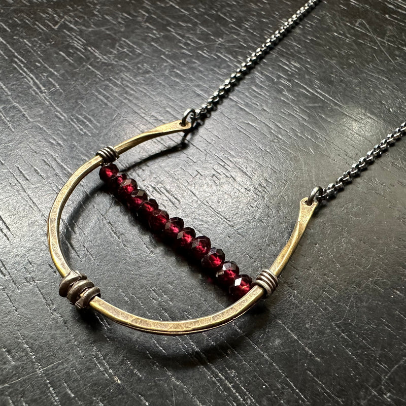 ARTEMIS NECKLACE with Faceted GARNETS (JANUARY BIRTHSTONE)
