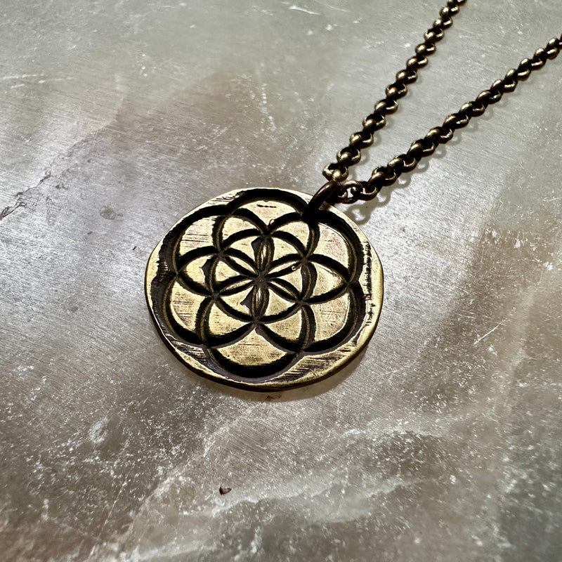 Seed of Life Pendant - Brass