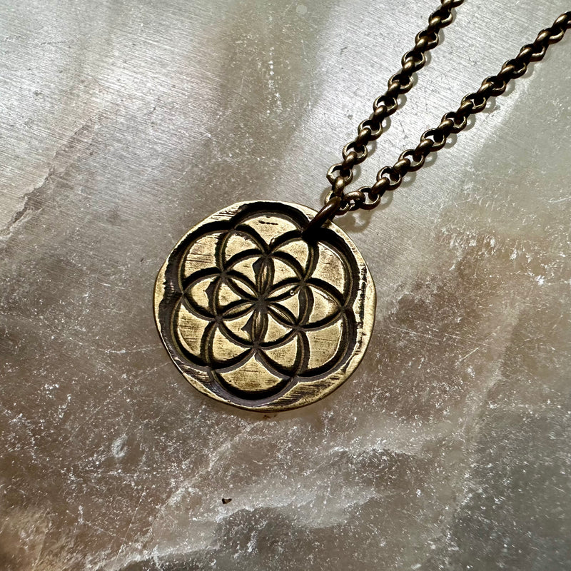 Seed of Life Pendant - Brass