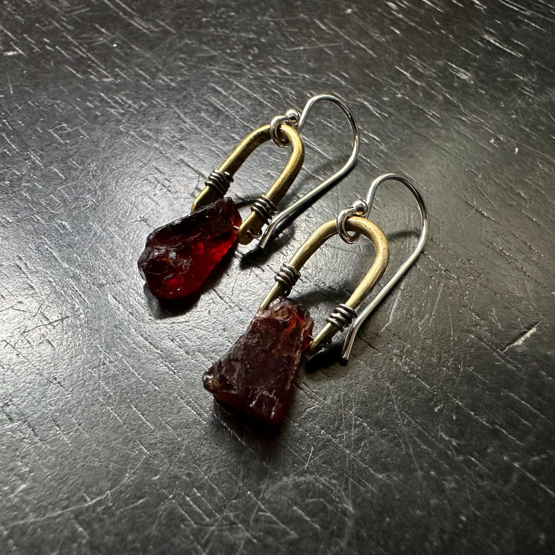 Raw online garnet earrings