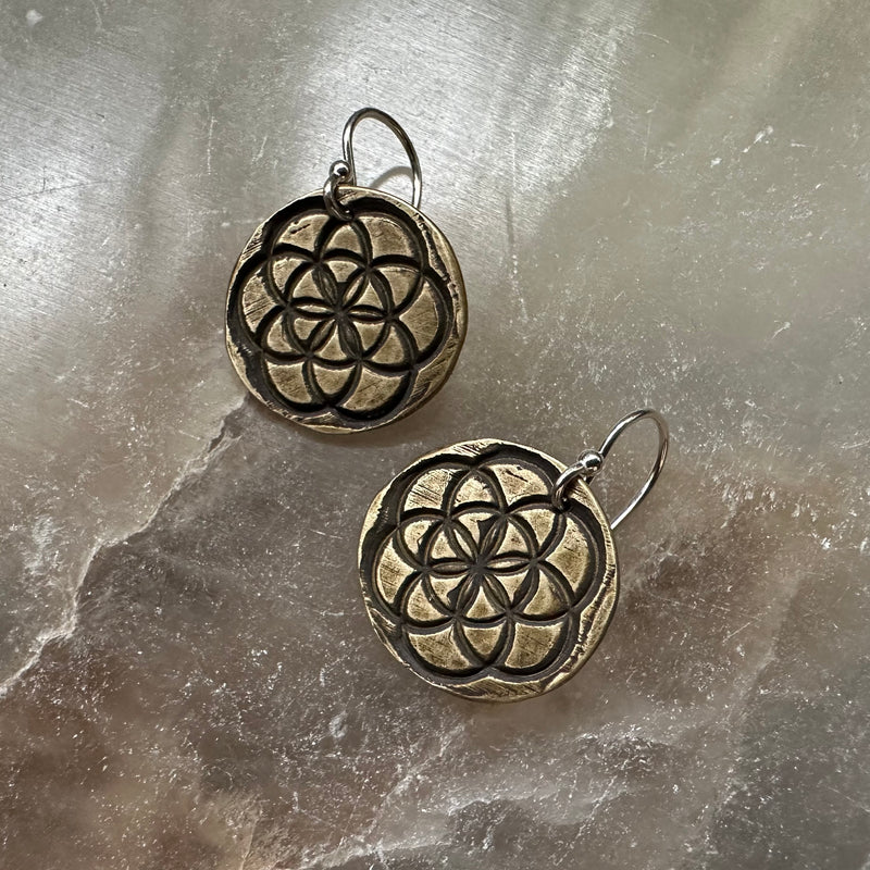 Seed of Life Earrings - Brass