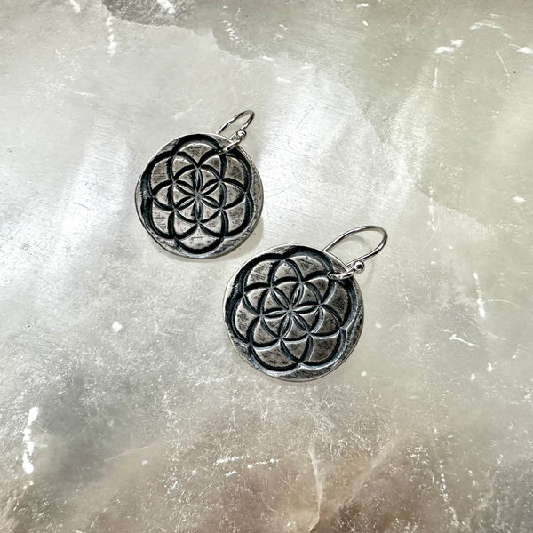 Seed of Life Earrings - Silver