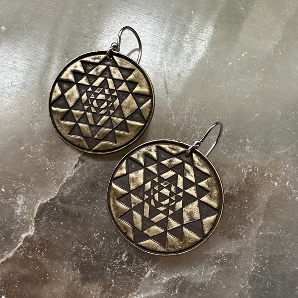 Sri Yantra Earrings - Brass