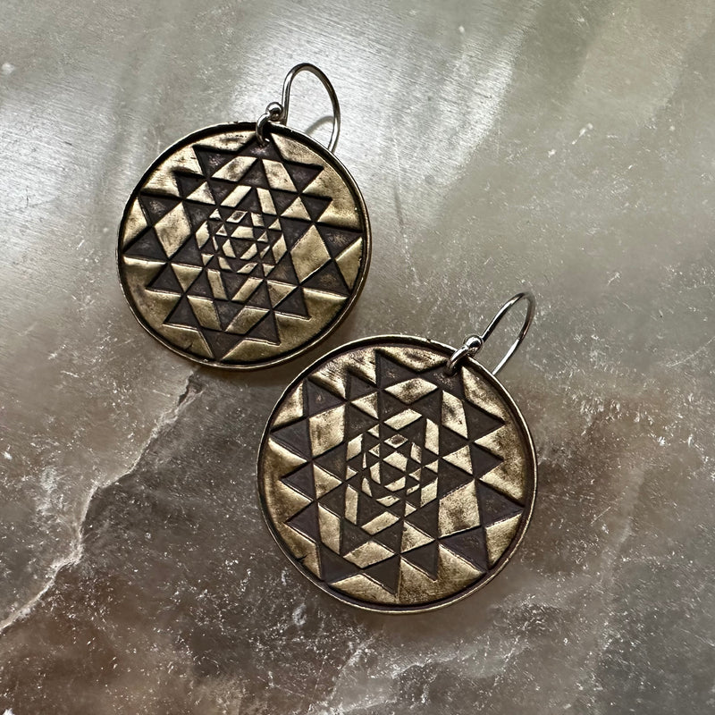 Sri Yantra Earrings - Brass