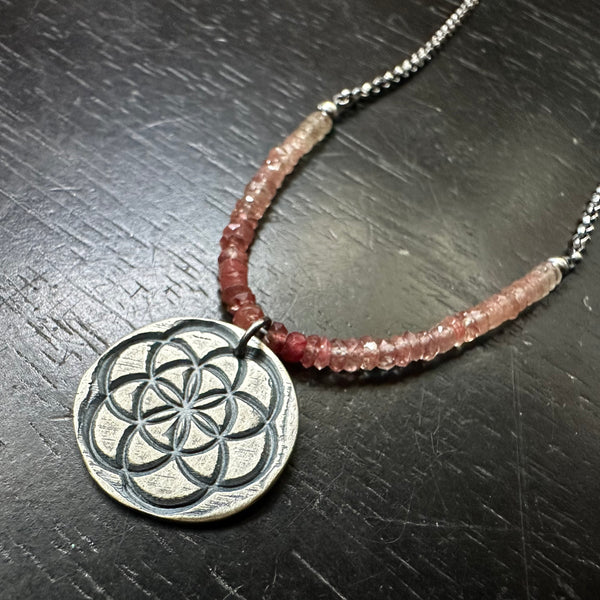 Seed of Life Pendant- Silver WITH ANDESINE!