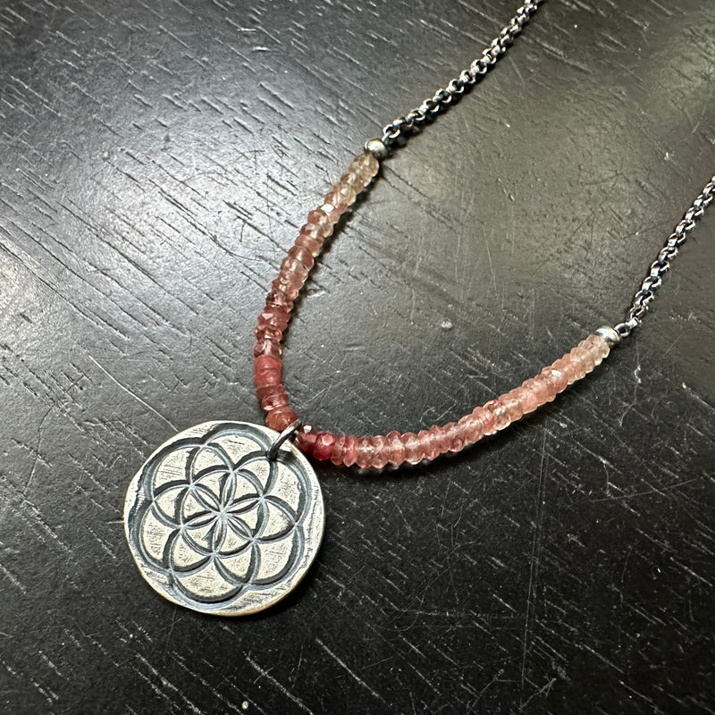 Seed of Life Pendant- Silver WITH ANDESINE!