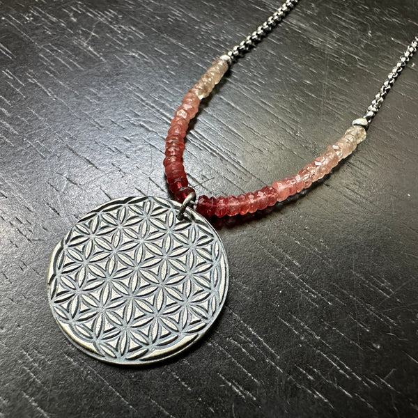 Flower of Life Pendant- Silver WITH ANDESINE!