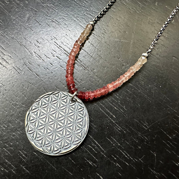 Flower of Life Pendant- Silver WITH ANDESINE!