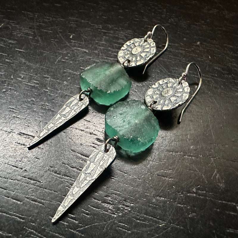 Roman glass, Sterling FLORAL/SUN and Spears