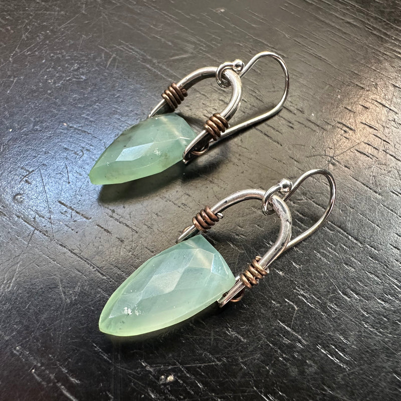 Tiny Silver Taliswoman Earrings with Peruvian Opals Spear Briolettes