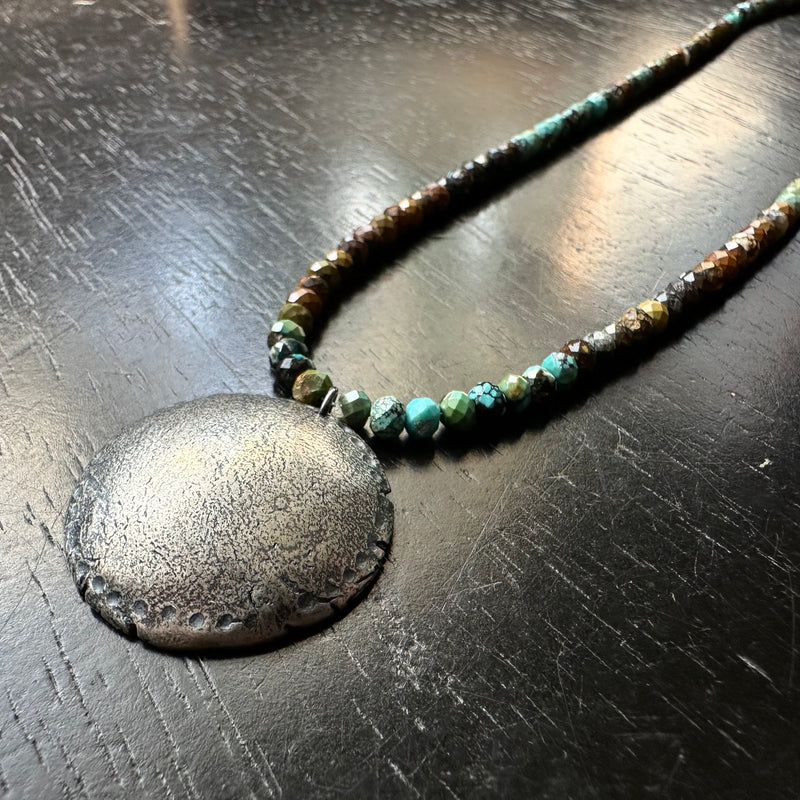 Altar Bowl Necklace - Sterling Silver on Dragon Skin Turquoise