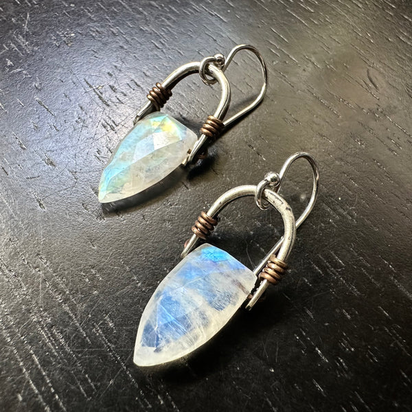 Moonstone Faceted Spears Sterling Silver Taliswoman earrings