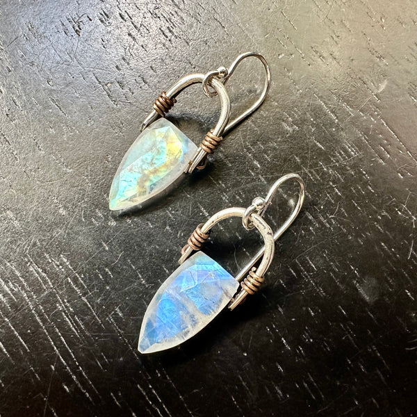 Moonstone Faceted Spears Sterling Silver Taliswoman earrings