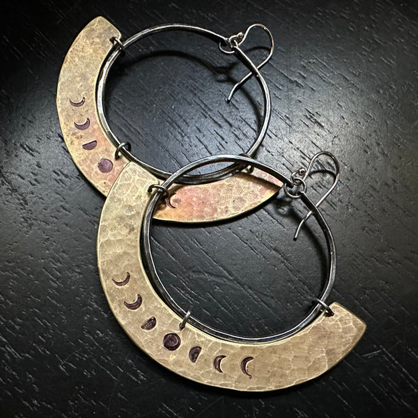 Phased Mezzaluna Earrings with Brass Blade