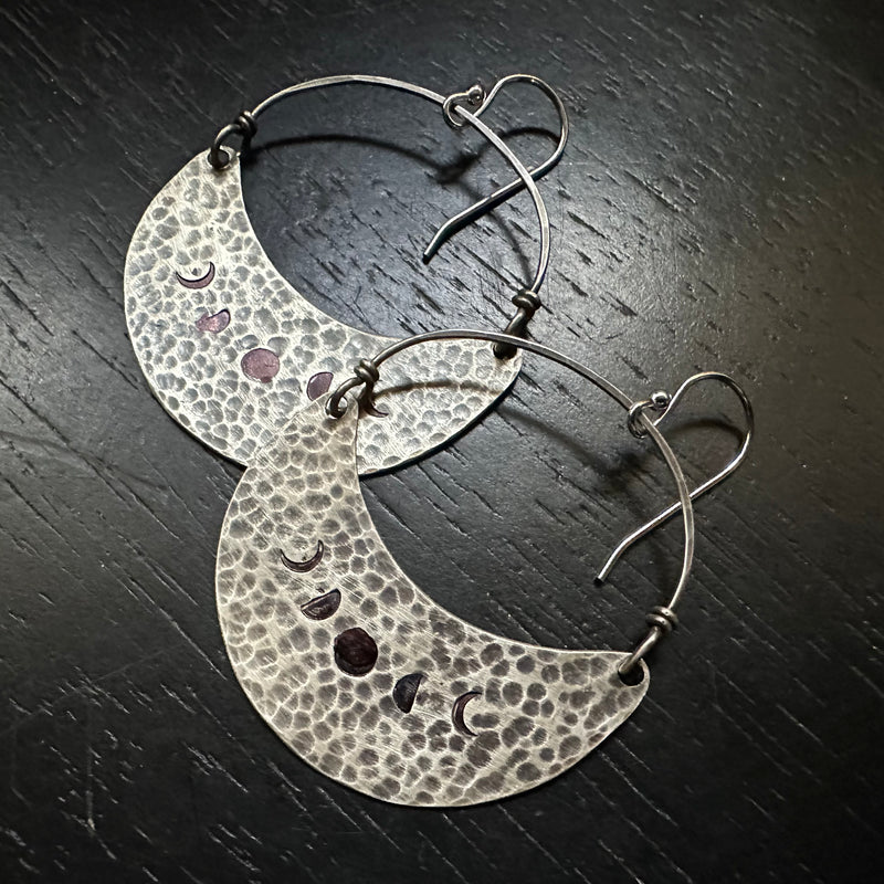 Phased MEDIUM Silver Crescent Earrings