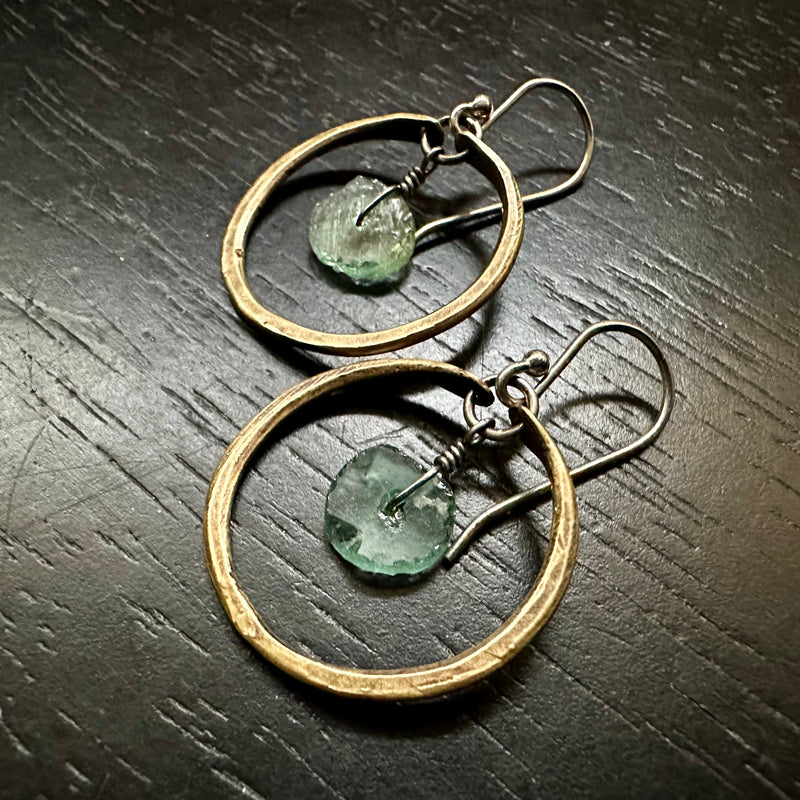 Tiny Brass Hoops with Your Choice of Crystal