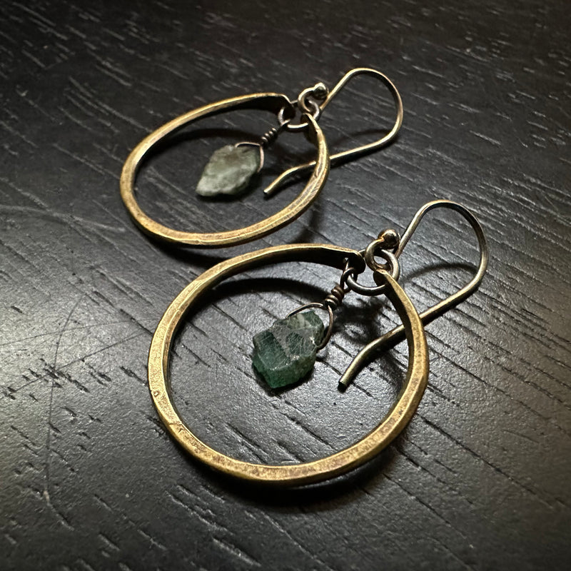 Tiny Brass Hoops with Your Choice of Crystal