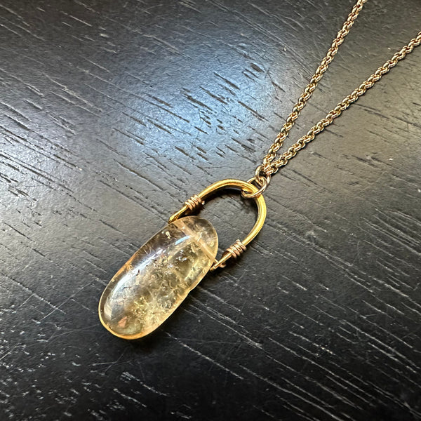 Oval Citrine Talisw[oman Necklace with Gold Bail #2