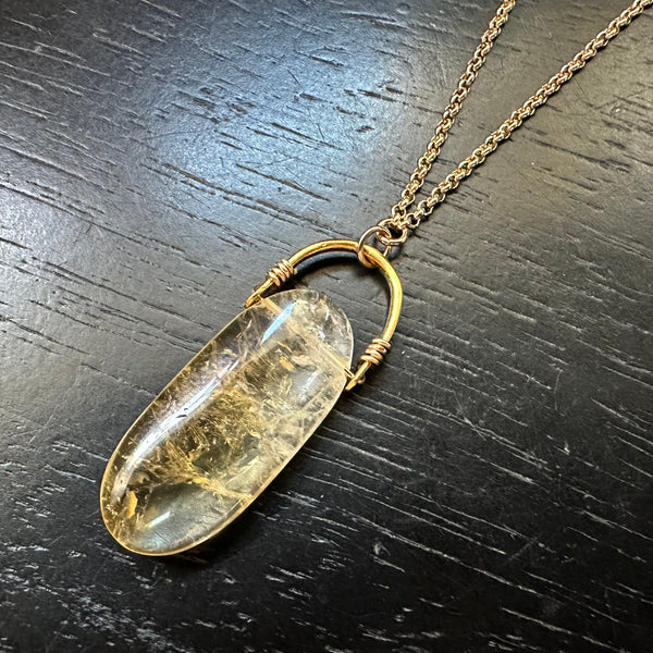 Citrine Talisw[oman Necklace with Gold Bail