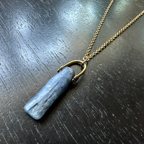 #6 Small Gold Ocean Kyanite Taliswoman Necklace, GOLD VERMEIL OOAK #6