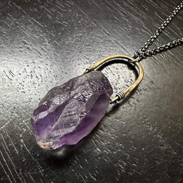 Chakra Kahn: CROWN Chakra Sterling Silver Pendant with Amethysts