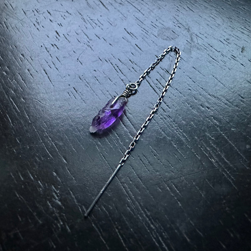 SHADOW THREADER Style Earrings: SILVER CHAIN, YOUR CHOICE OF CRYSTAL/STONE!