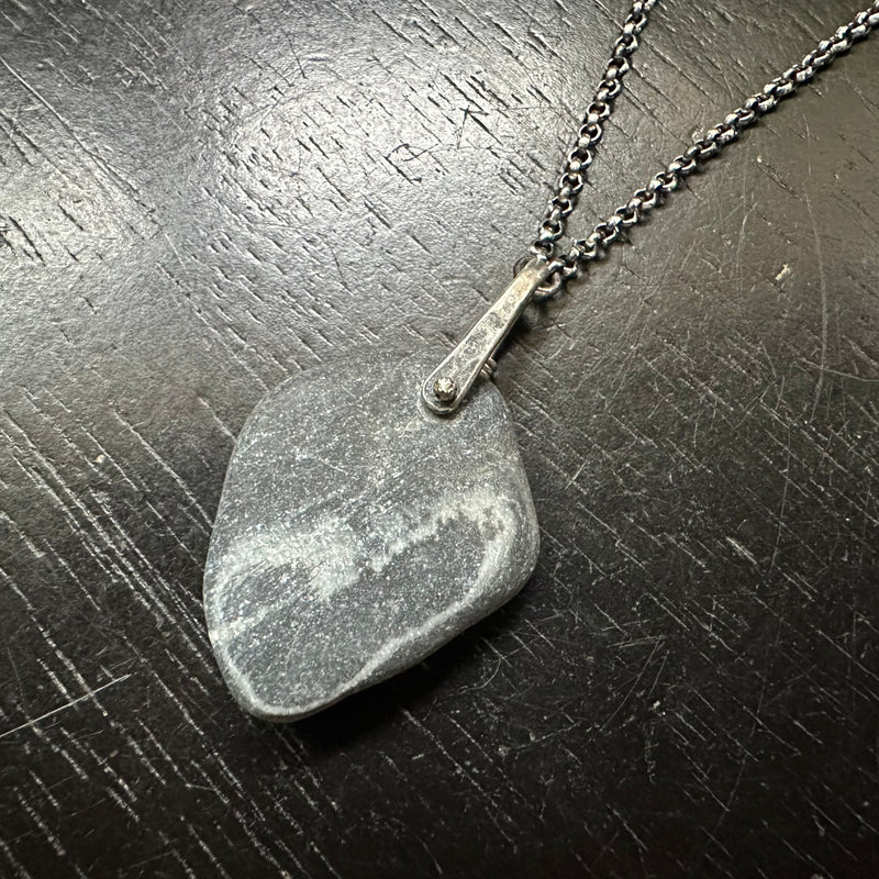VERMONT ROCKS! NEW #2 "WISHING STONE" SILVER TALISWOMAN NECKLACE, OOAK #2
