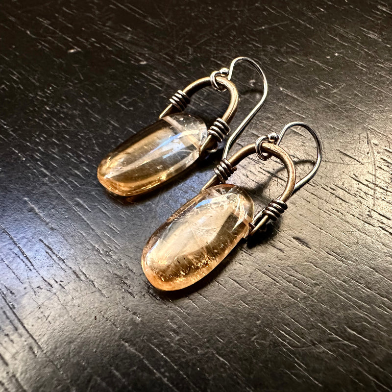 NEW Citrine Tiny Brass Taliswoman Earrings #14