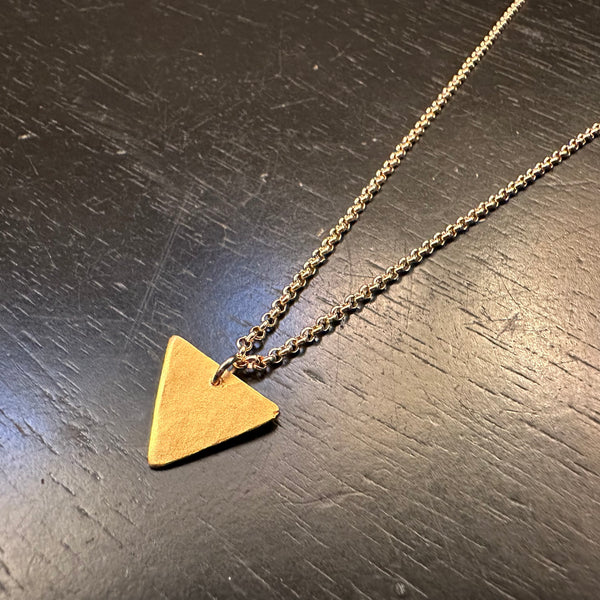 Gold Hammered Triangle Necklace