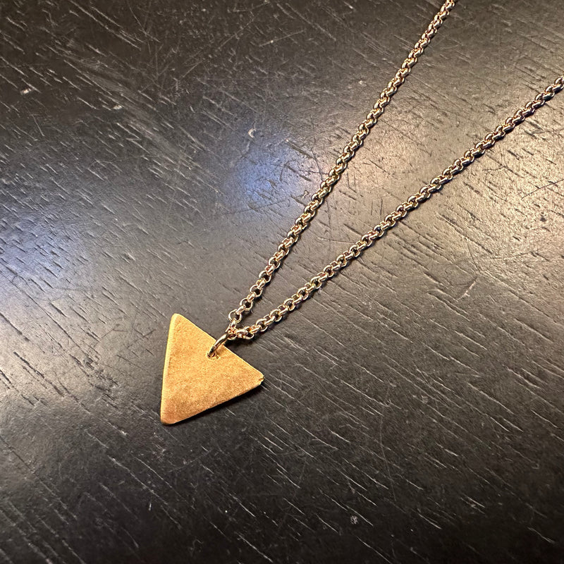 Gold Hammered Triangle Necklace