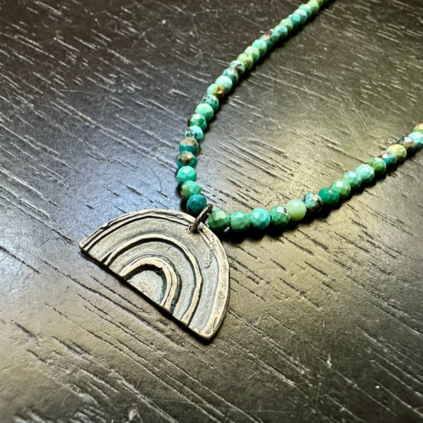Silver Rainbow Necklace with Turquoise