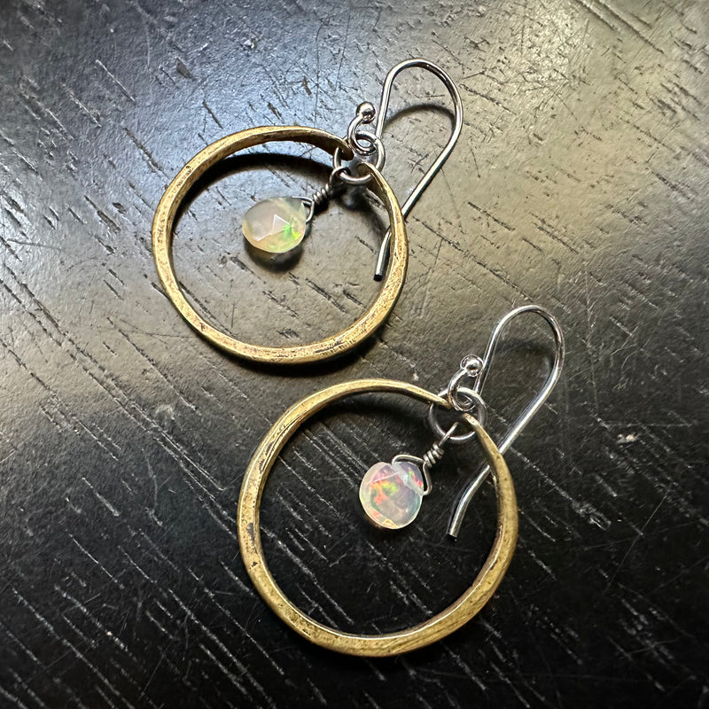 Tiny Brass Hoops with Your Choice of Crystal
