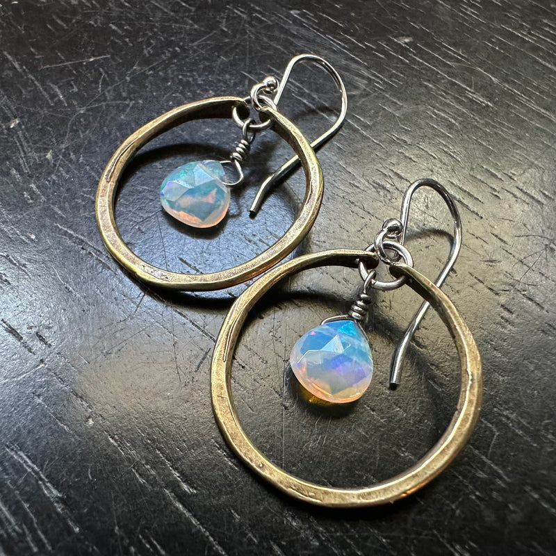 Tiny Brass Hoops with Your Choice of Crystal