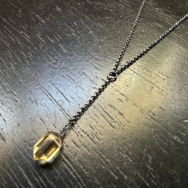 NEW! PETITE DOUBLE-POINTED CITRINE STERLING SILVER "Y" Necklace (NOVEMBER BIRTHSTONE)