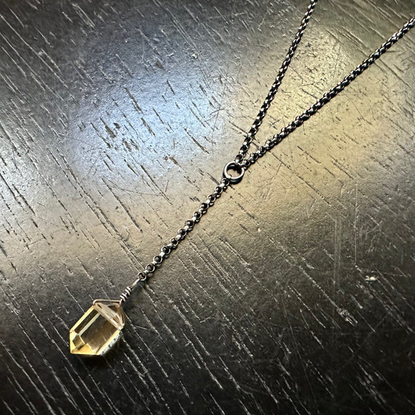 NEW! PETITE DOUBLE-POINTED CITRINE STERLING SILVER "Y" Necklace (NOVEMBER BIRTHSTONE)