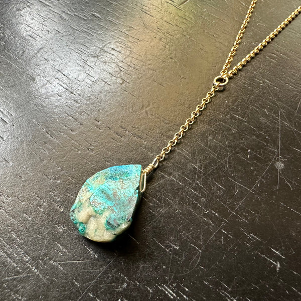 Raw Turquoise GOLD Y Necklace