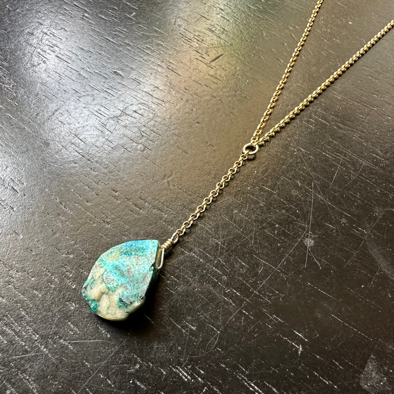 Raw Turquoise GOLD Y Necklace