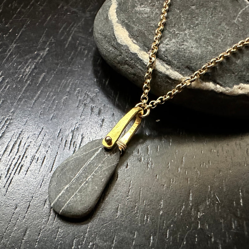 VERMONT ROCKS! "WISHING STONE" / 24K GOLD TALISWOMAN 14K GOLD NECKLACE, OOAK #2