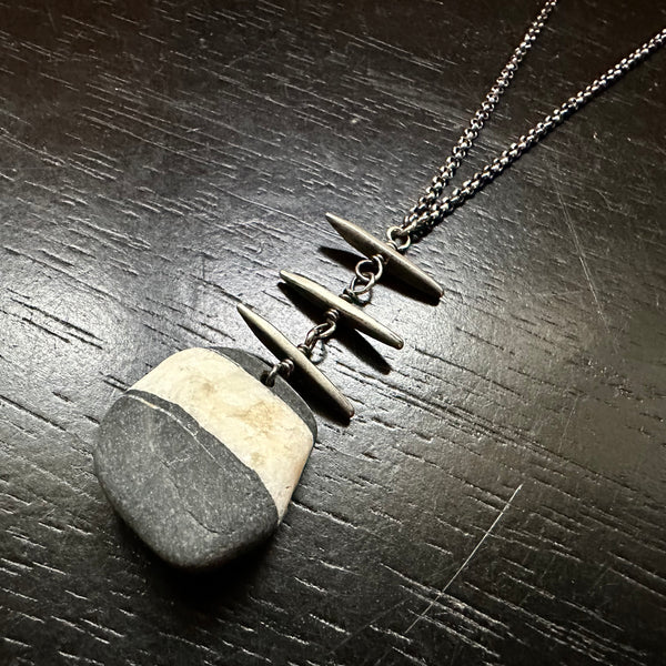 NEW! #6 VERMONT ROCKS! "WISHING STONE" / TRIPLE TOTEM NECKLACE, OOAK #6