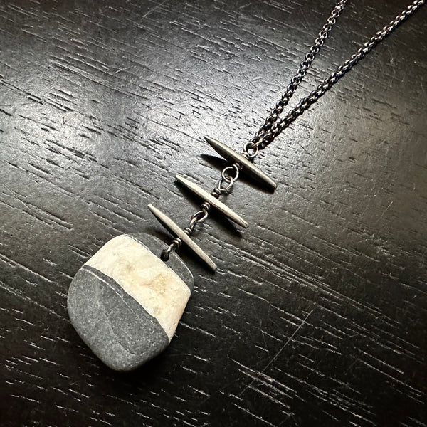 NEW! #6 VERMONT ROCKS! "WISHING STONE" / TRIPLE TOTEM NECKLACE, OOAK #6