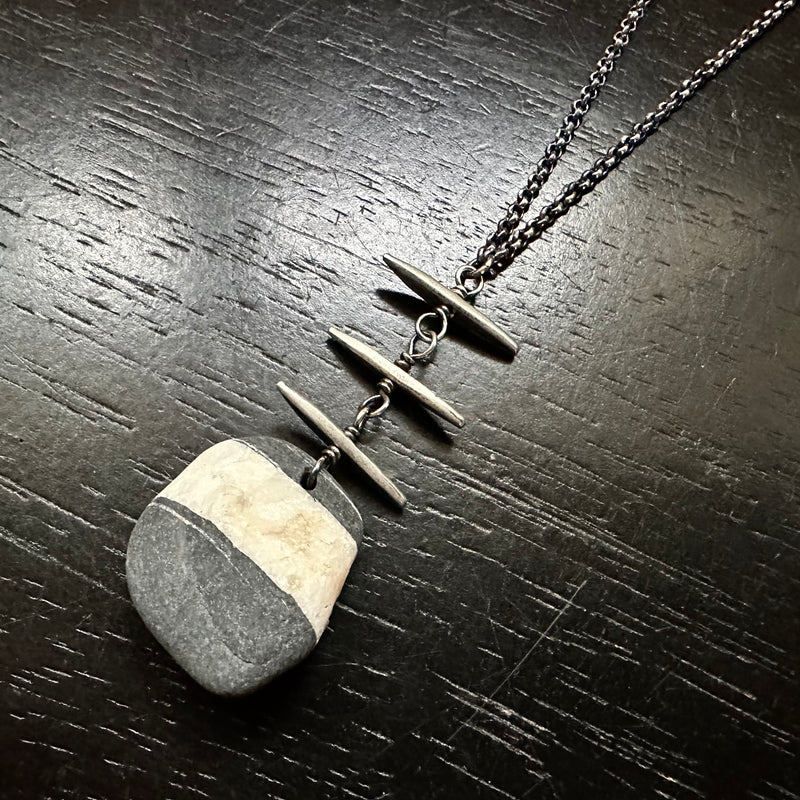 NEW! #6 VERMONT ROCKS! "WISHING STONE" / TRIPLE TOTEM NECKLACE, OOAK #6