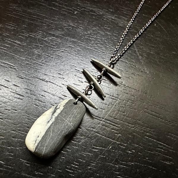 NEW! #7 VERMONT ROCKS! "WISHING STONE" / TRIPLE TOTEM NECKLACE, OOAK #7