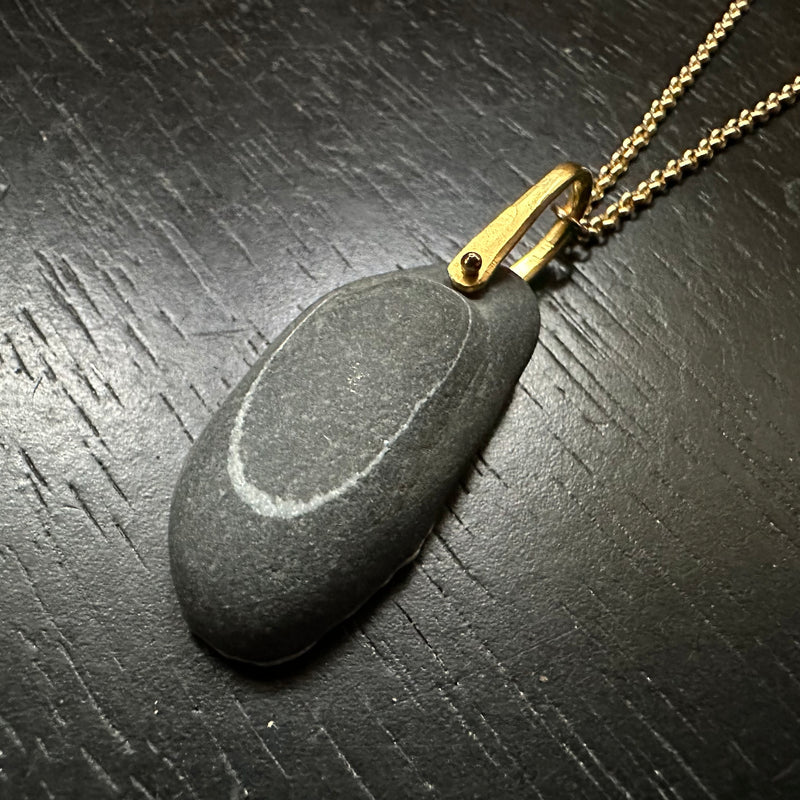 VERMONT ROCKS! "WISHING STONE" / 24K GOLD TALISWOMAN 14K GOLD NECKLACE, OOAK #5