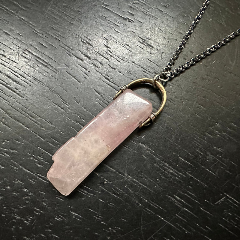 #1 ROSE QUARTZ Taliswoman Brass Bail Necklace OOAK #1