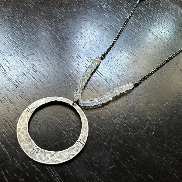 Divine Circle Sterling Silver PENDANT with MOONSTONES!