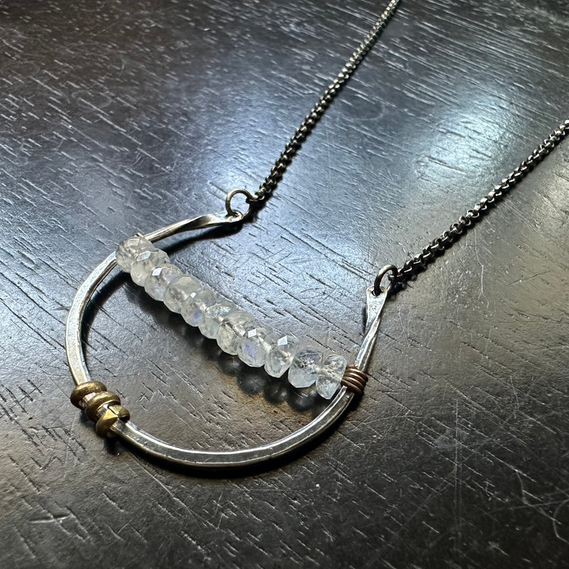 Artemis Necklace: Sterling Silver with Moonstone
