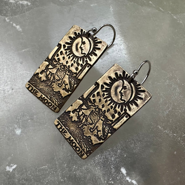 Moon Tarot EARRINGS - Brass