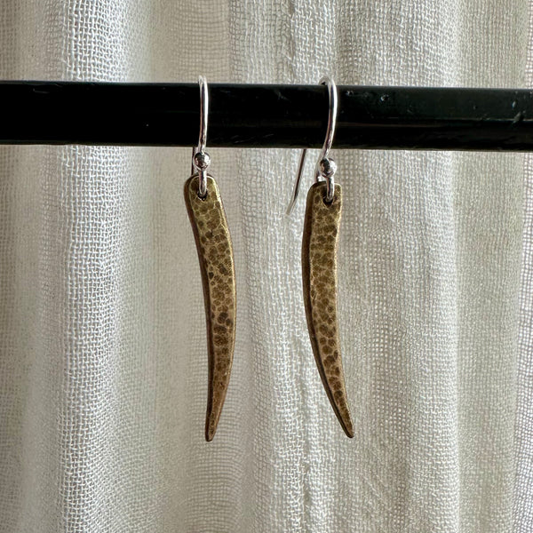 Tiny Brass "Fang" Earrings