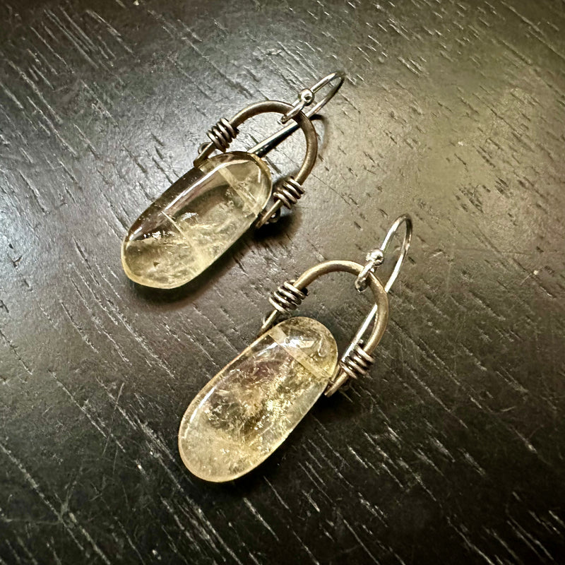 #6 Citrine Tiny Brass Taliswoman Earrings OOAK #6