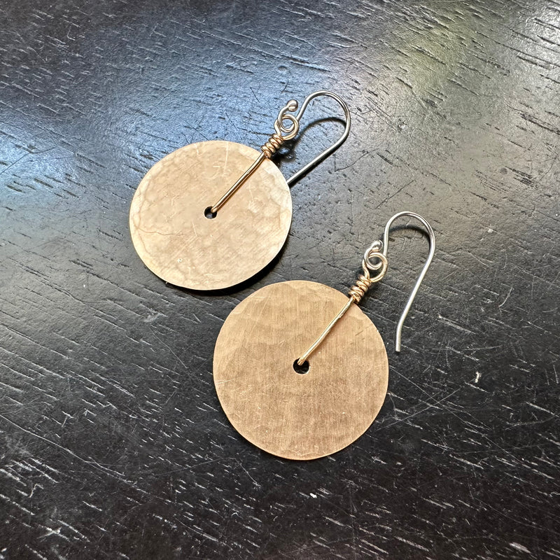 Small Hammered Gold Disc Earrings